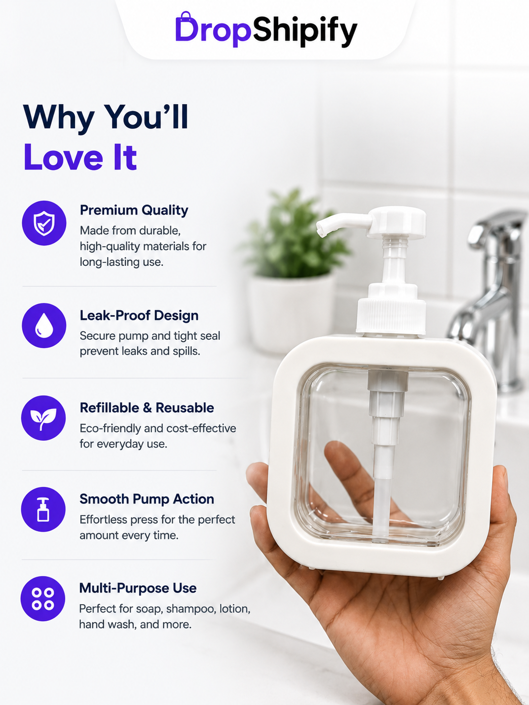 500ml Portable Soap & Liquid Dispenser Bottle