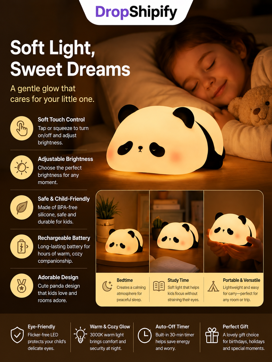 Cute Panda Silicone Night Light