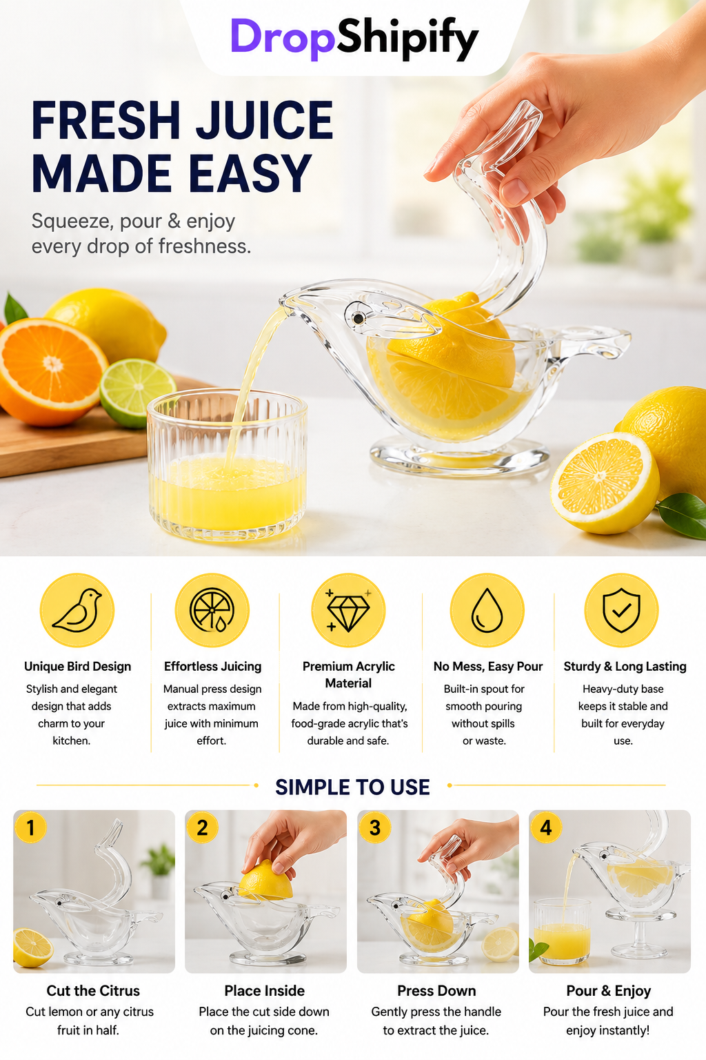 Bird Shape Manual Lemon Squeezer