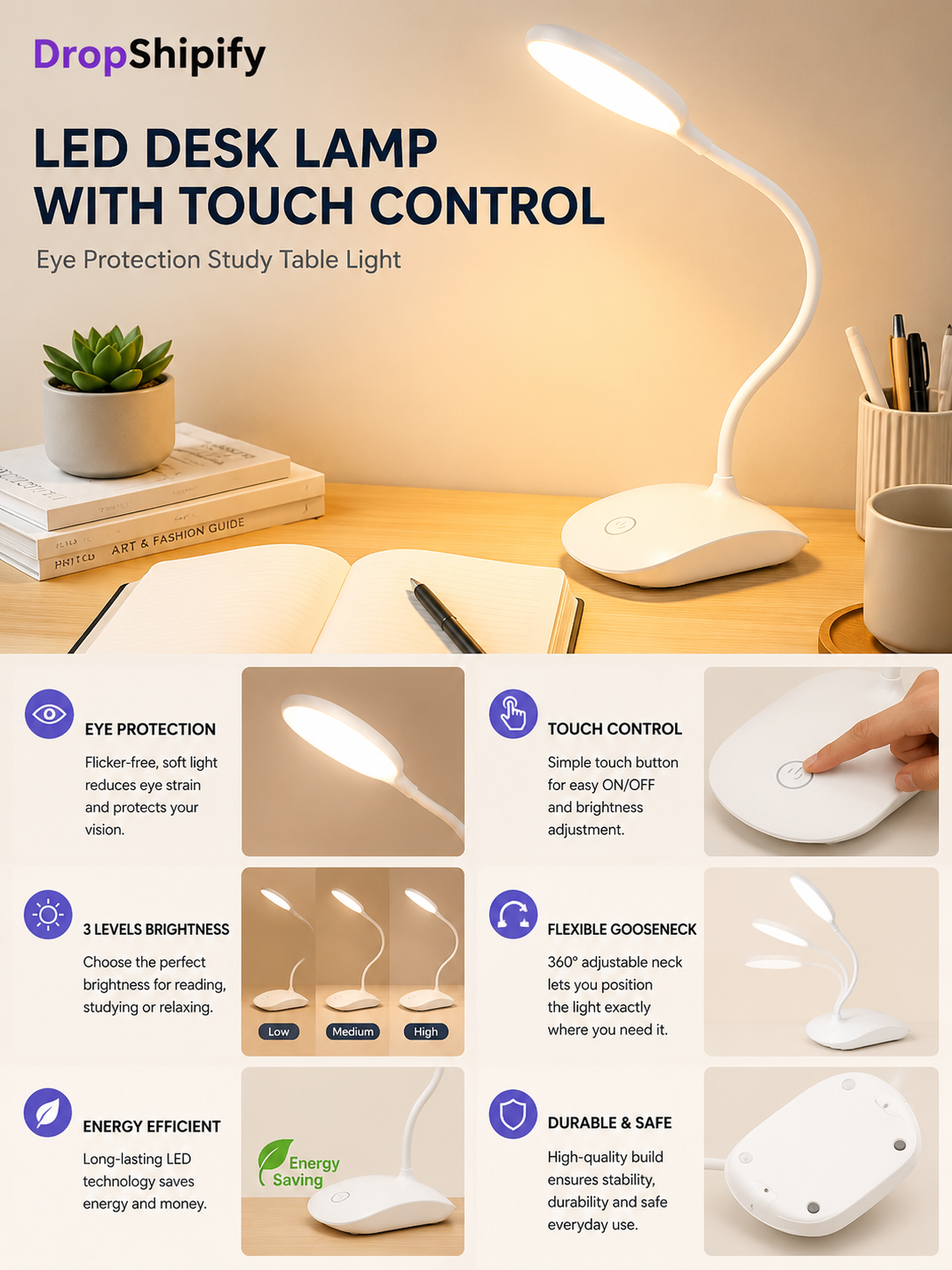 LED Desk Lamp with Touch Control