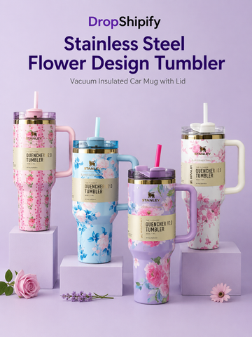 Stainless Steel Flower Design Tumbler