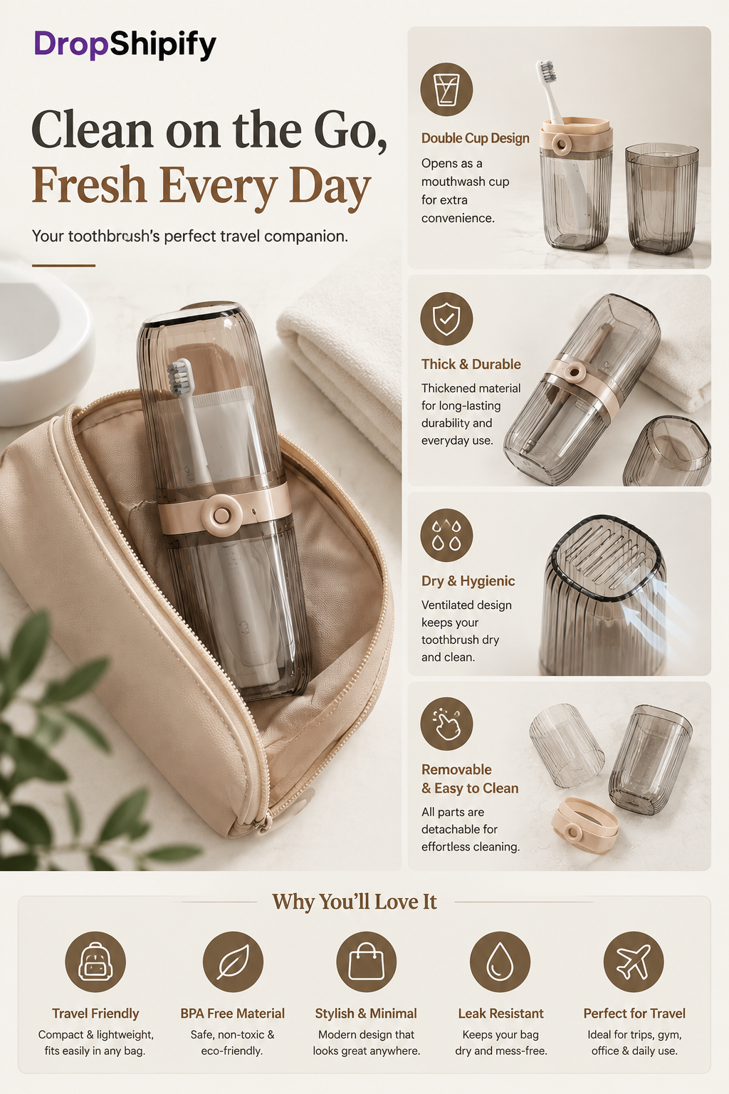 Portable Travel Makeup Brush Holder