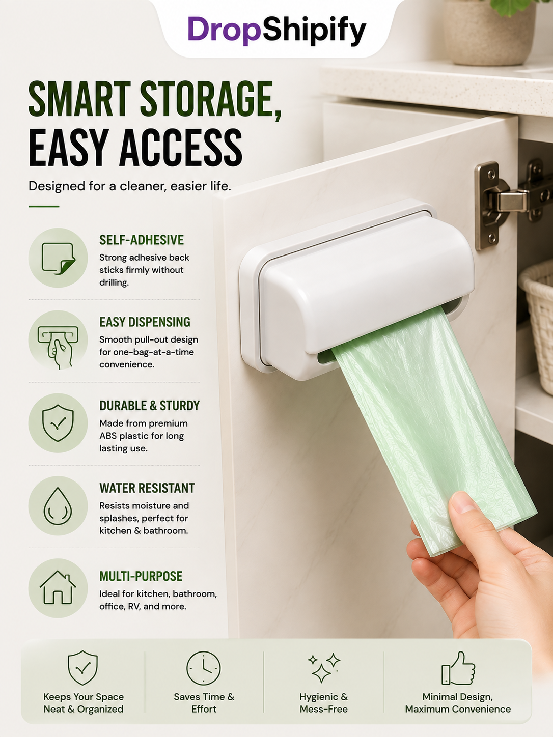 Self-Adhesive Garbage Bag Dispenser