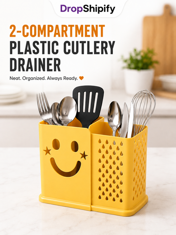 2-Compartment Plastic Cutlery Drainer