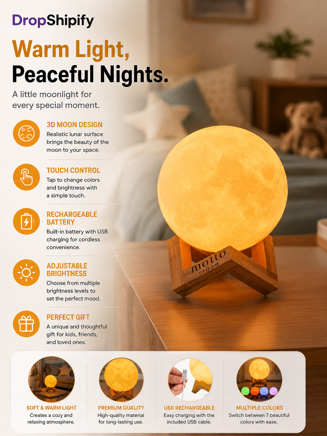 Moon Lamp 3D LED Night Light