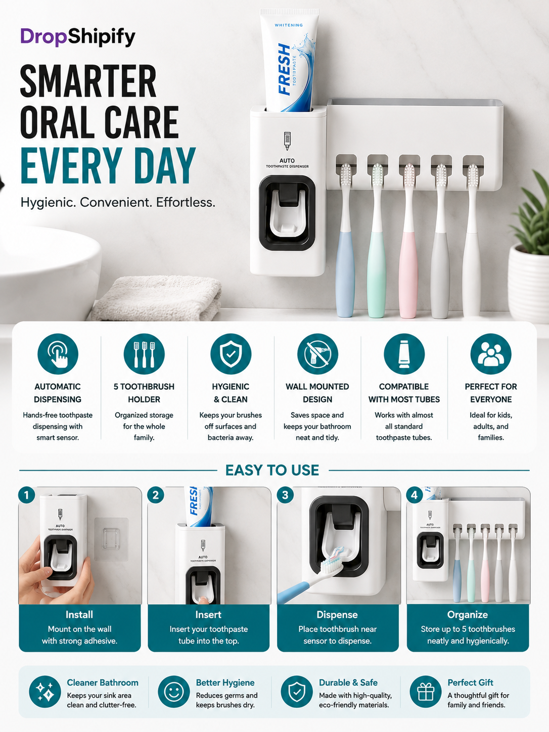 Wall Mounted Automatic Toothpaste Dispenser