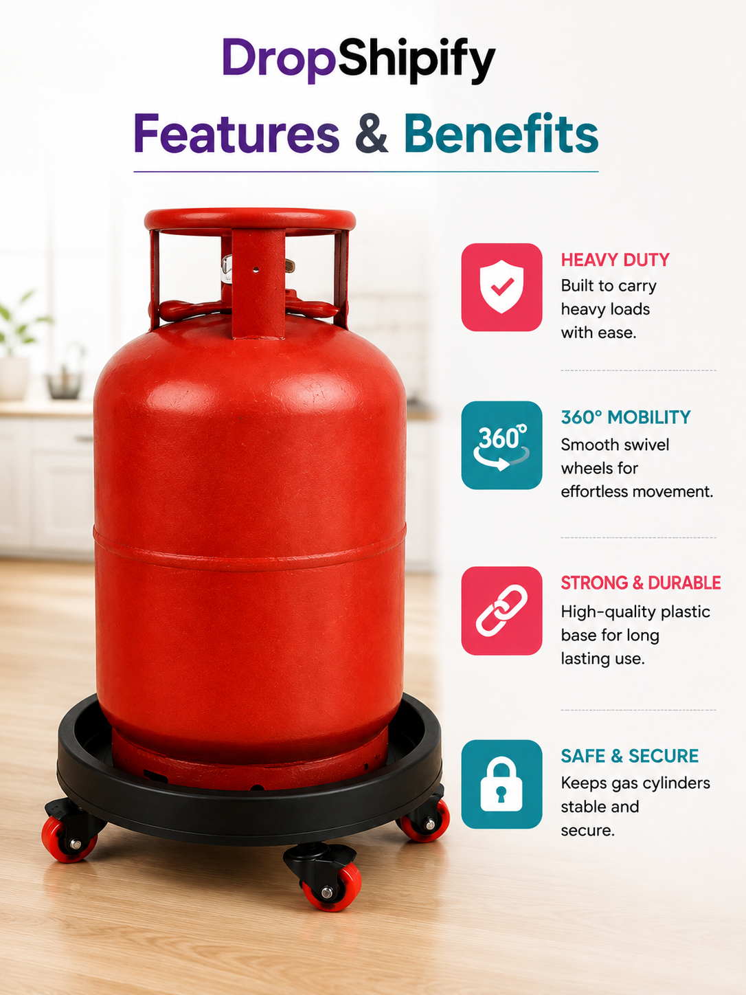 Gas Cylinder Base with Wheels