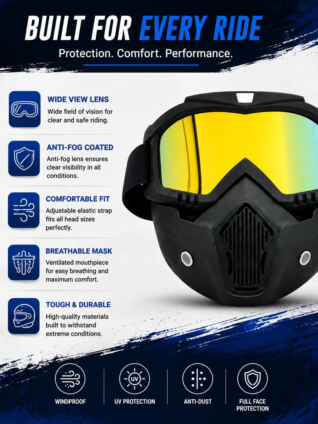 Bike Protection Mask Windproof Motorcycle Goggles Face Mask