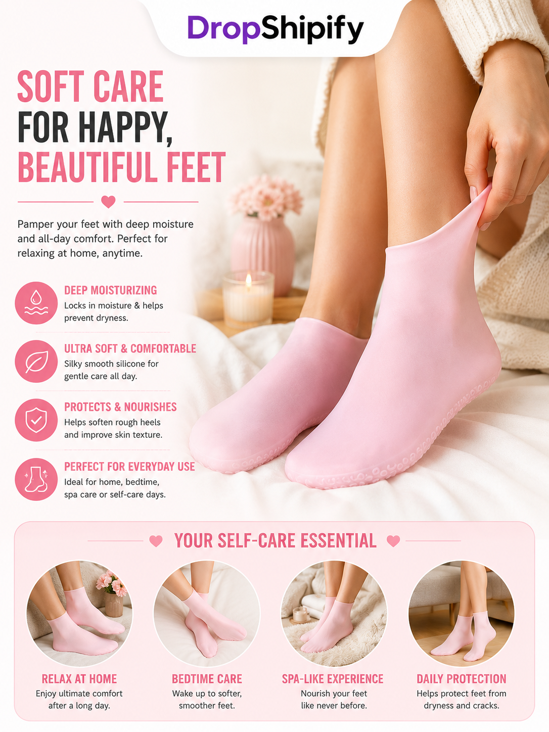 Silicone Moisturizing Socks Soft Foot Care Solution