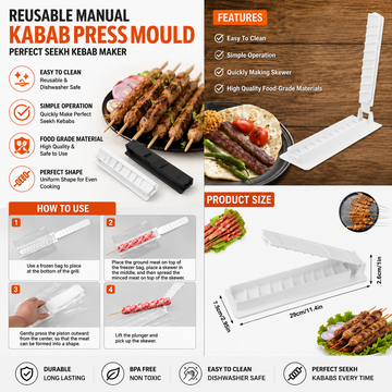 Reusable Manual Seekh Kabab Press Mould for BBQ
