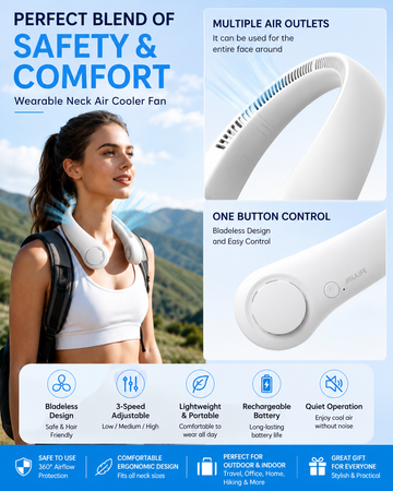 Portable Neck Fan | USB Rechargeable Cooling Fan