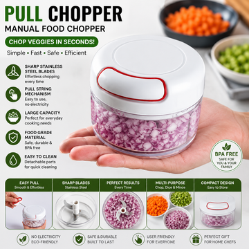 Compact Hand Pull Food Chopper | Mini Vegetable & Garlic Cutter