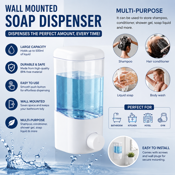 Liquid Soap Dispenser for Bathroom & Kitchen, Wall Mounted