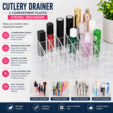 24 Grid Makeup Organizer | Clear Acrylic Lipstick & Jewelry Holder