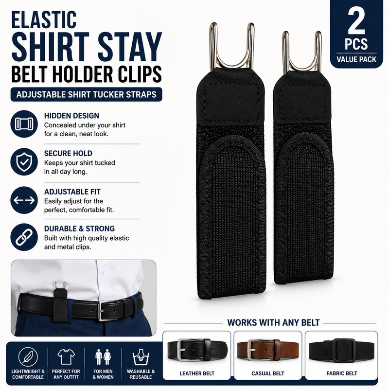 Elastic Shirt Stay Belt Holder Clips Adjustable Shirt Tucker Straps